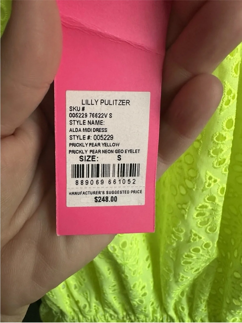 Lilly Pulitzer Neon Lime Eyelet Midi Dress - Picture 4 of 4